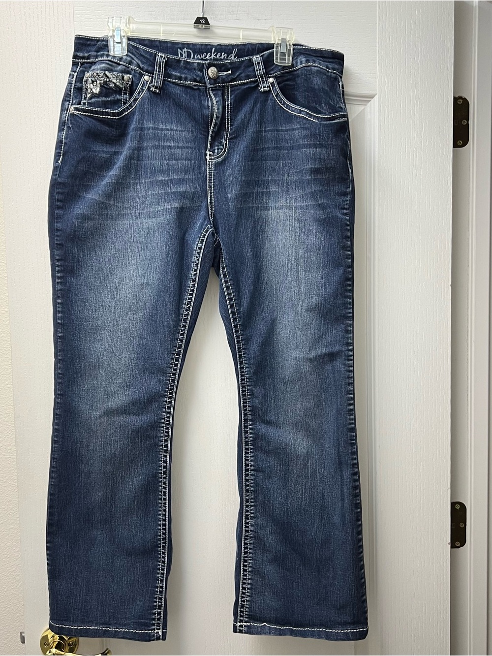 New Dimensions Weekend Spark Wings Y2K Boot Med Wash Light Stretch Jeans Sz 16